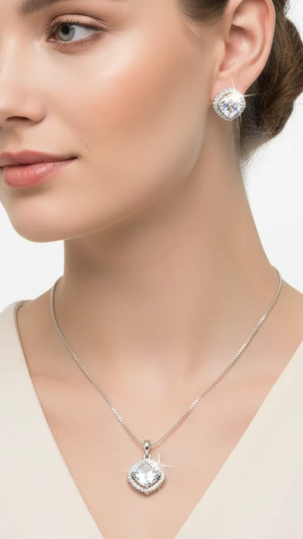 White_Mist_American_Diamond_Pendant_And_Earring_Set_For_Women