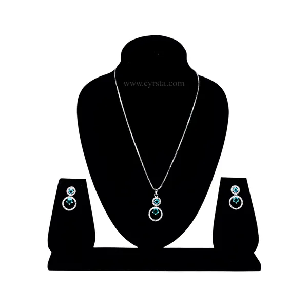 Teal_Green_Azure_Elegance_American_Diamond_Pendant_&_Earring_Set_For_Women