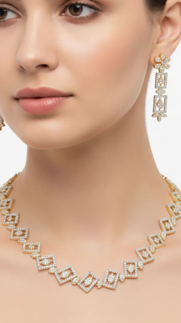 Heirloom_Frame_CZ_American_Diamond_Necklace_and_Earring_set_for_Women