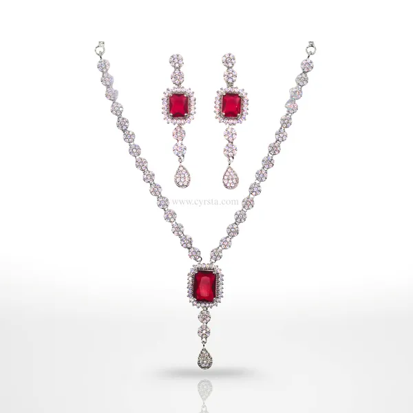 Red_&_Silver_Regal_Ruby_American_Diamond_Necklace_&_Earring_Set__For_Women