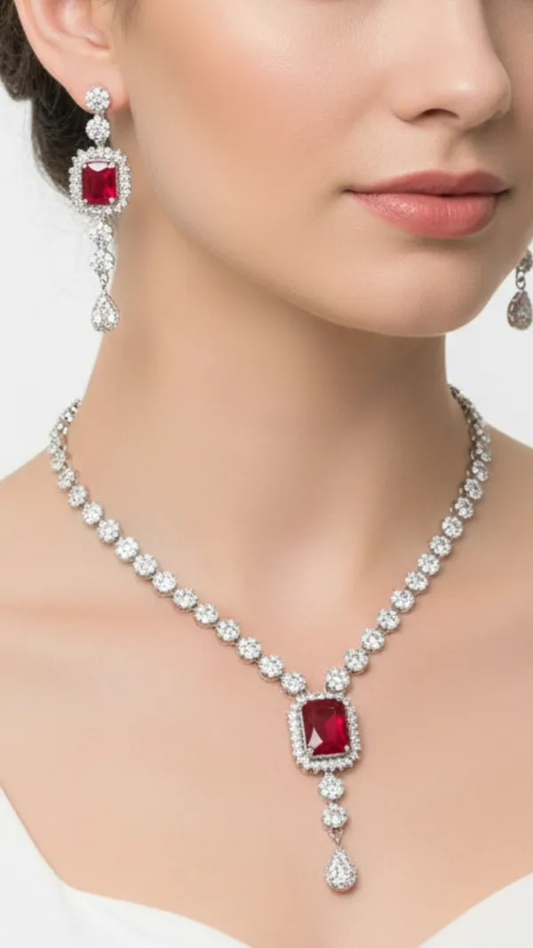Red_&_Silver_Regal_Ruby_American_Diamond_Necklace_&_Earring_Set__For_Women