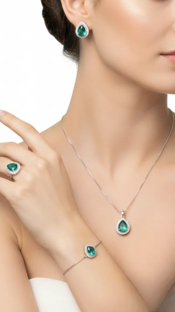 Teal_Green_Goddess_American_Diamond_Pendant_&_Earring_Set__For_Women