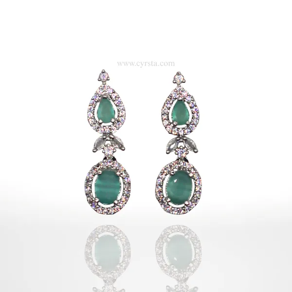 Green_&_Silver_Emerald_Grace_American_Diamond_Necklace_&_Earring_Set__For_Women