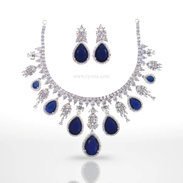 Navy_Blue_&_Silver_Sapphire_American_Diamond_Necklace_&_Earring_Set__For_Women