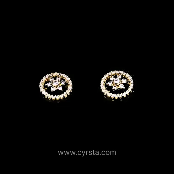 Gold_AAA_Grade_Amercian_Diamond_Stud_Earrings_Rhodium_Plating_For_Women