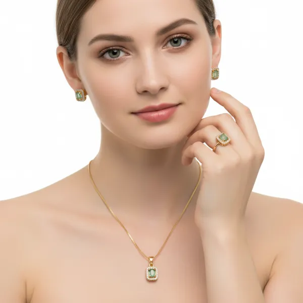 Pista_Green_And_Golden_Serenity_American_Diamond_Pendant_&_Earring_Set