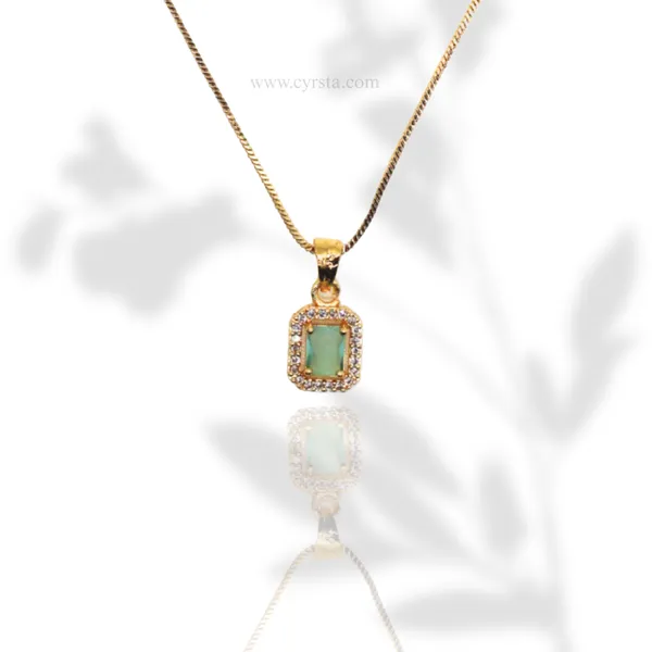 Pista_Green_And_Golden_Serenity_American_Diamond_Pendant_&_Earring_Set