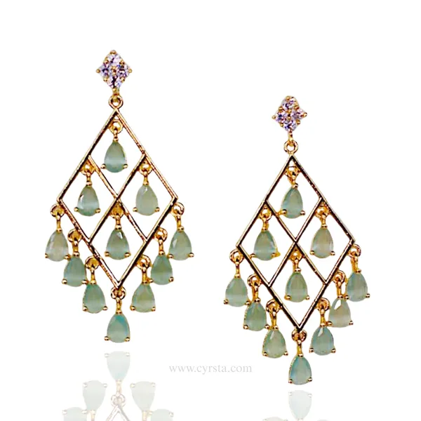 Gold_&_Green_Majestic_Radiance_American_Diamond_Earrings__For_Women