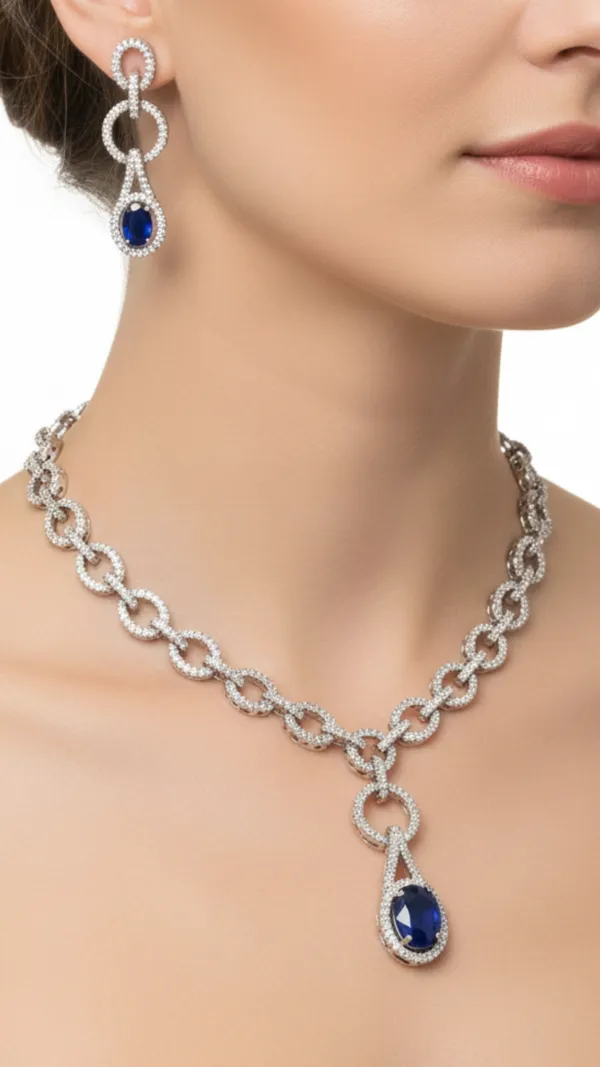 Navy_Blue_&_Silver_Elegant_Sapphire_American_Diamond_Necklace_&_Earring_Set__For_Women