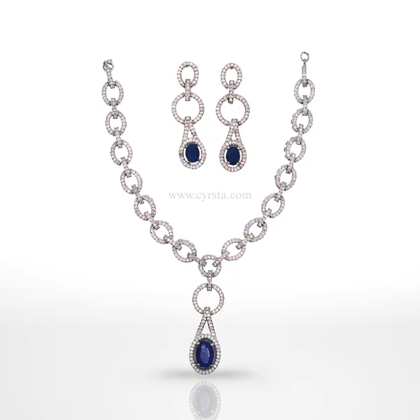 Navy_Blue_&_Silver_Elegant_Sapphire_American_Diamond_Necklace_&_Earring_Set__For_Women
