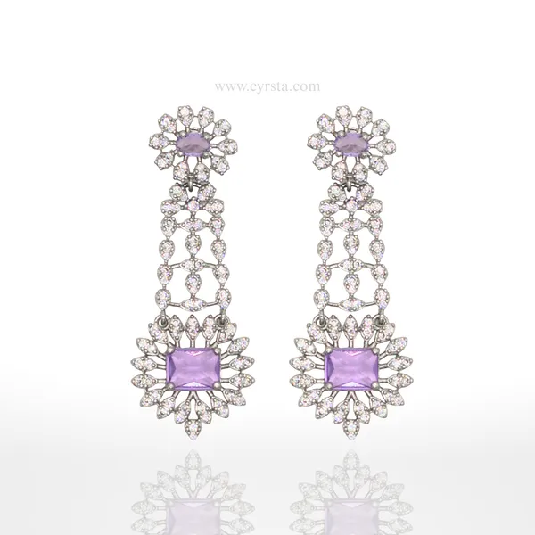 Lavender_&_Silver_Amethyst_Elegance_American_Diamond_Necklace_&_Earring_Set__For_Women