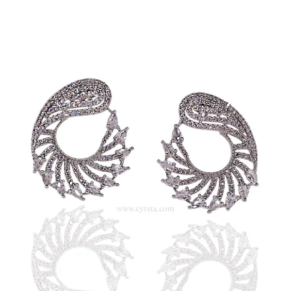 Silver_Regal_Cascade_American_Diamond_Earrings__For_Women