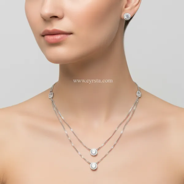 Silver_White_Solitaire_American_Diamond_Pendant_&_Earring_Set_For_Women
