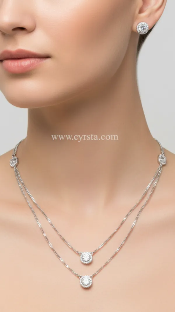 Silver_White_Solitaire_American_Diamond_Pendant_&_Earring_Set_For_Women