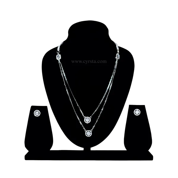 Silver_White_Solitaire_American_Diamond_Pendant_&_Earring_Set_For_Women