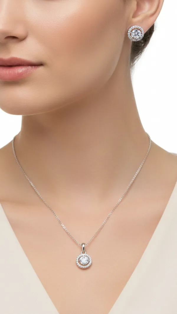 White_Mist_American_Diamond_Pendant_And_Earring_Set_For_Women