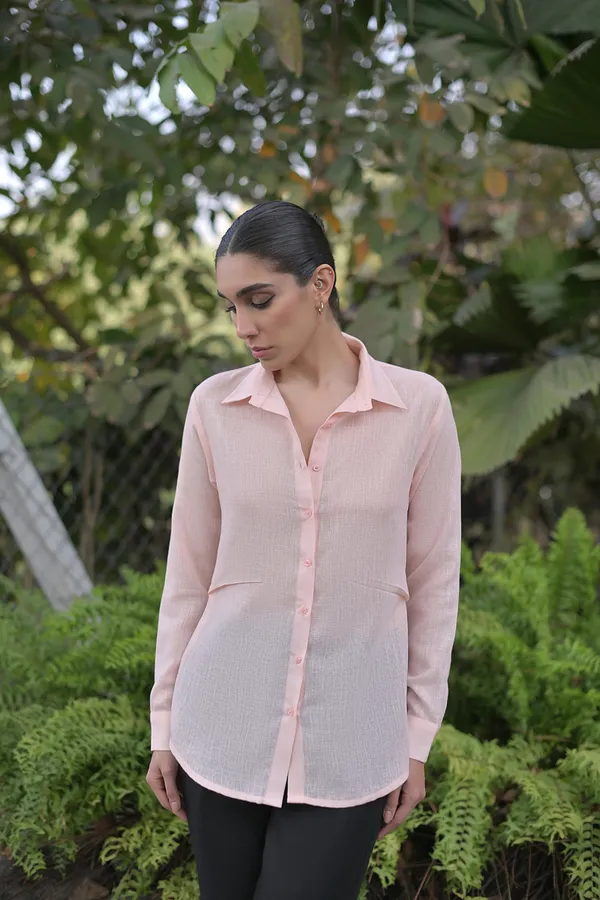 Women's_Pastel_Blue_Sheer_Textured_Button-Down_Shirt