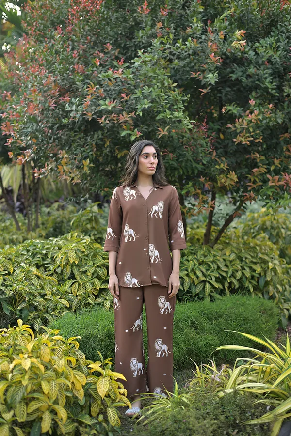 Brown_Cotton_Blend_Digital_Print_Co-Ord_Set_For_Women