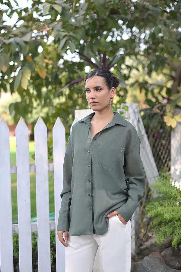 Dark_Green_Linen_Blend_Shirt_for_Everyday_Wear_For_Women