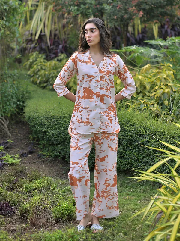 Orange_Cotton_Blend_Digital_Print_Co-Ord_Set_For_Women