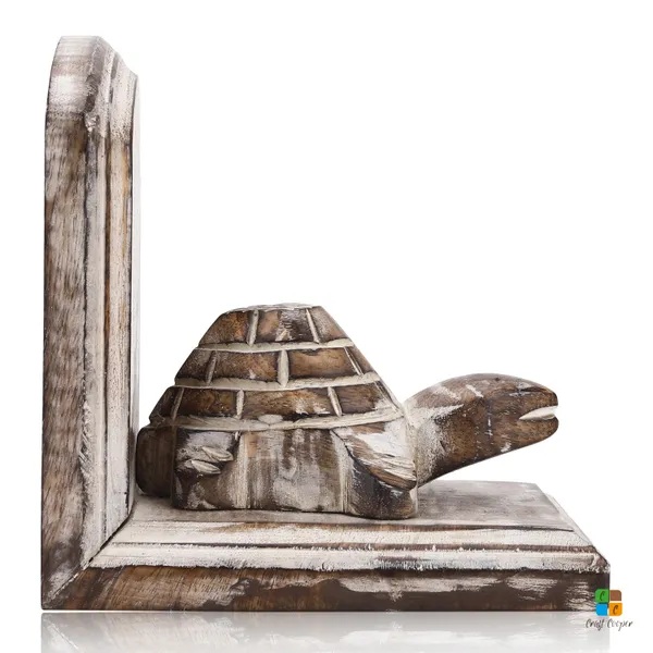 Pack_of_2_Wooden_Bookend_For_Bookshelves,_Heavy_Books,_Bookcase_Holder,_Book_Stopper,_Book_Holder/Home_Decoration,_White_Turtle_Design,