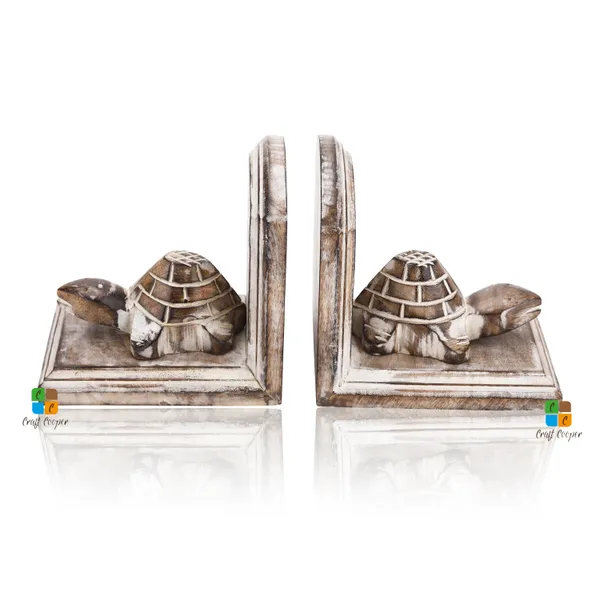Pack_of_2_Wooden_Bookend_For_Bookshelves,_Heavy_Books,_Bookcase_Holder,_Book_Stopper,_Book_Holder/Home_Decoration,_White_Turtle_Design,