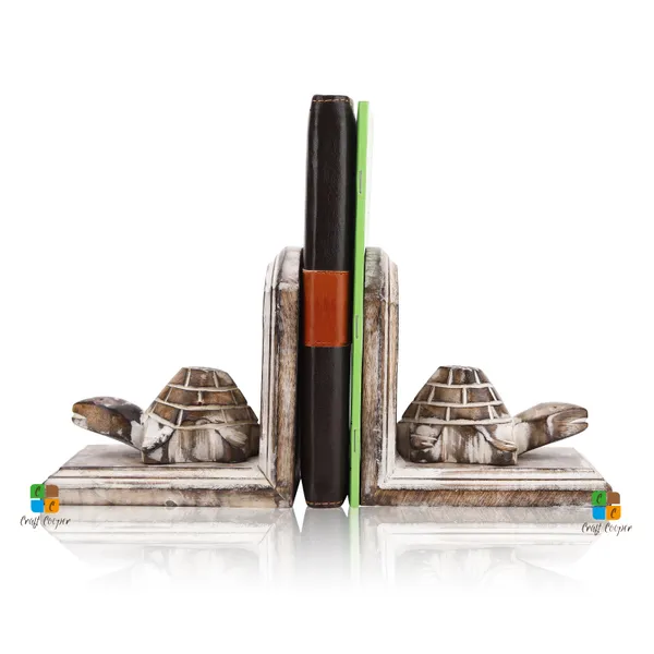 Pack_of_2_Wooden_Bookend_For_Bookshelves,_Heavy_Books,_Bookcase_Holder,_Book_Stopper,_Book_Holder/Home_Decoration,_White_Turtle_Design,