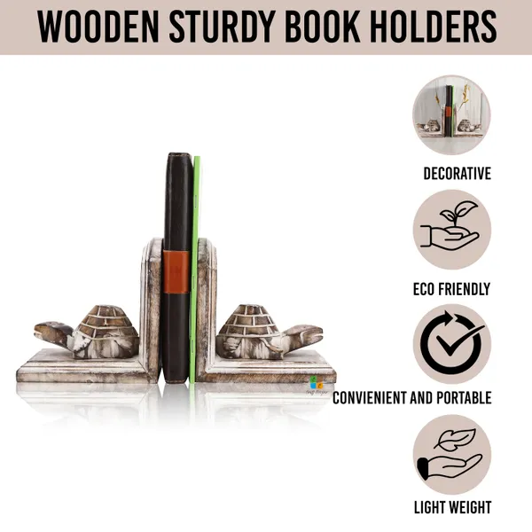 Pack_of_2_Wooden_Bookend_For_Bookshelves,_Heavy_Books,_Bookcase_Holder,_Book_Stopper,_Book_Holder/Home_Decoration,_White_Turtle_Design,