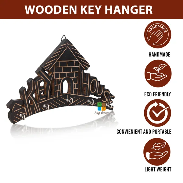 Craft_Cooper_Amazingly_Crafted_Handmade_Wooden_Wall_Hanging_Key_Holder/Key_Hanger_(Brown)_(House_Shape,_4_Hook)