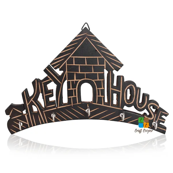 Craft_Cooper_Amazingly_Crafted_Handmade_Wooden_Wall_Hanging_Key_Holder/Key_Hanger_(Brown)_(House_Shape,_4_Hook)