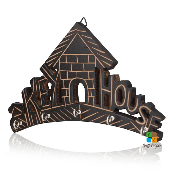 Craft_Cooper_Amazingly_Crafted_Handmade_Wooden_Wall_Hanging_Key_Holder/Key_Hanger_(Brown)_(House_Shape,_4_Hook)