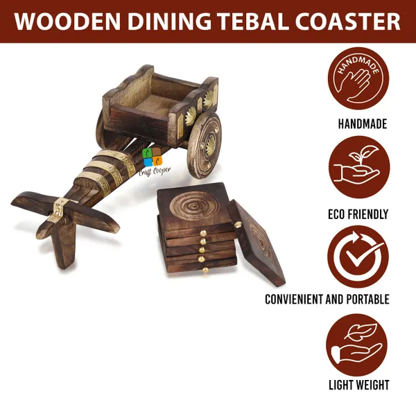 Craft_Cooper_Antique_Bullock_Cart_Shaped_Wooden_Tea/Coffee_Cup_Coaster_Holder_for_Dinning_Table/Home/Office_Desk_|_Set_of_6pc._|_Solid_Wooden