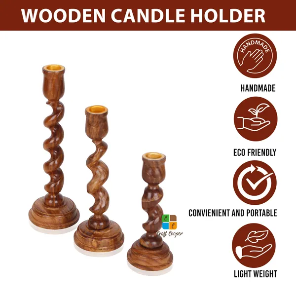 Craft_Cooper_Decorative_Wooden_Spiral_Pillar_Candle_Stand_Set_of_3_|_Handcrafted_Wooden_Candle_Holders_for_Living_Room|_Table_Centerpiece_|