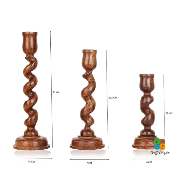 Craft_Cooper_Decorative_Wooden_Spiral_Pillar_Candle_Stand_Set_of_3_|_Handcrafted_Wooden_Candle_Holders_for_Living_Room|_Table_Centerpiece_|