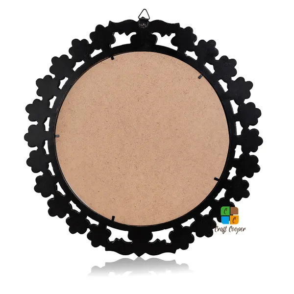 Craft_Cooper_Deluxe_Wood_Carver_Round_Wall_Mount_Wooden_Antique_Frame_with_Mirror_Living_Room_Decor,_Brown