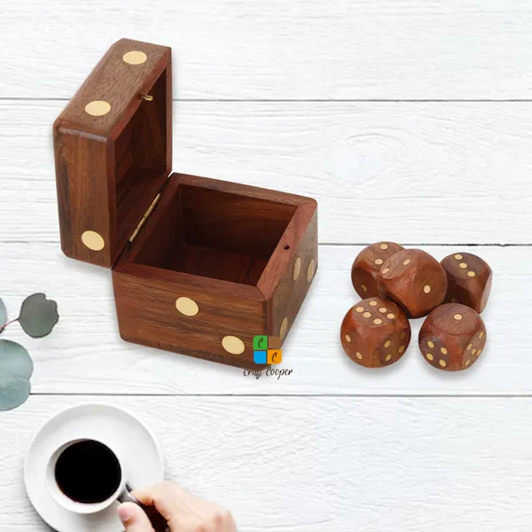 Craft_Cooper_Handcrafted_Box_and_5_Dice_Set_Paperweight_Puzzles_Wooden_Toys_and_Games
