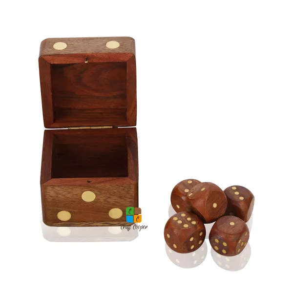 Craft_Cooper_Handcrafted_Box_and_5_Dice_Set_Paperweight_Puzzles_Wooden_Toys_and_Games