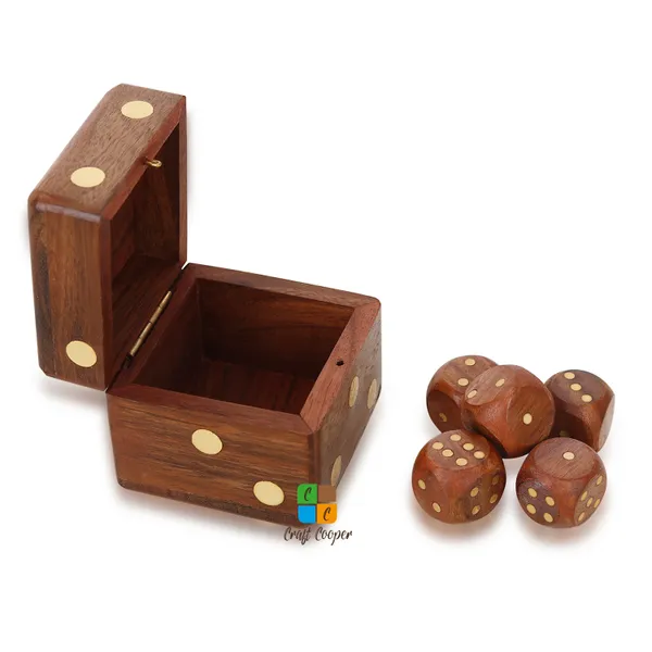 Craft_Cooper_Handcrafted_Box_and_5_Dice_Set_Paperweight_Puzzles_Wooden_Toys_and_Games