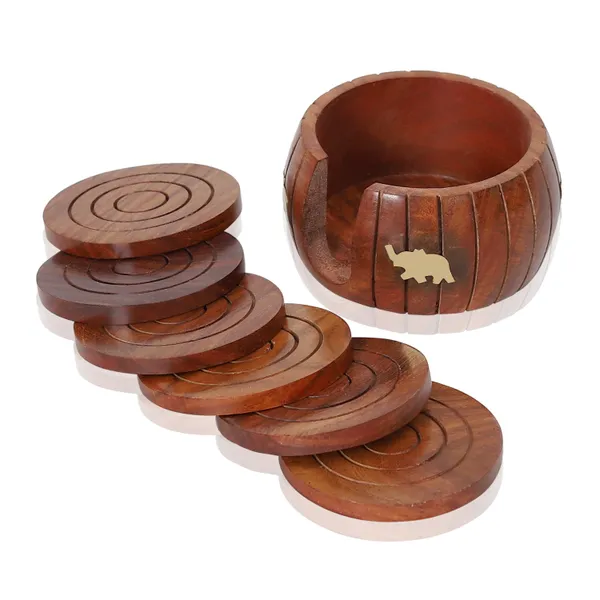Craft_Cooper_Handcrafted_Wooden_Textured_Tea_Coaster_Set_of_6_for_Your_Tables_(H_2.5_x_W_4_x_L_4_inches)_|_Wooden_hot_Cup_Pads_|_Wooden_Tea_Coaster_|_Coffee_Cup_Wooden_Stand_Coaster