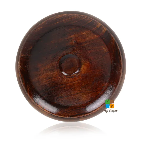 Craft_Cooper_Sheesham_Wood_Round_Chapati_Box,_Roti_Storage_Container,_Hot_Pot_Kitchen_-Size(21_x_21_x_10cm)
