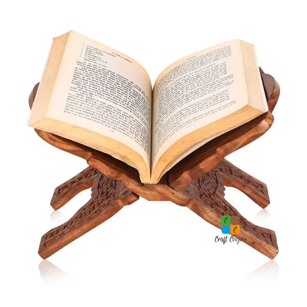 Craft_Cooper_Wood_Hand_Carved_Rehal_Holy_Books_Stand