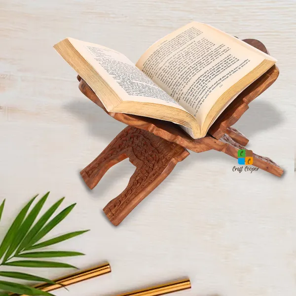 Craft_Cooper_Wood_Hand_Carved_Rehal_Holy_Books_Stand