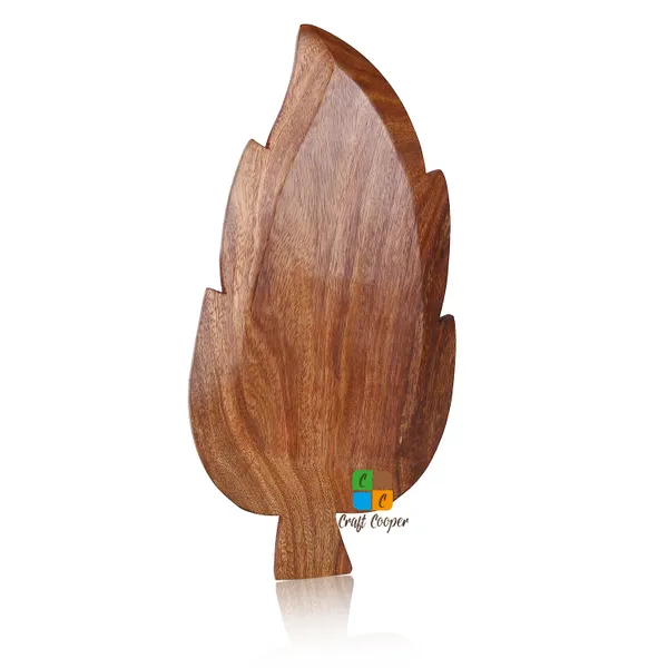 Craft_Cooper_Wooden_Antique_Handmade_Handicraft_5_Slots_Leaf_Shape_Serving_Tray_Platter_for_Snacks_&_Dry_Fruits,_Brown
