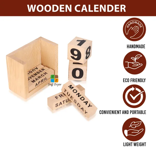 Craft_Cooper_Wooden_Calendar-Mini_Desk_Calendar_for_Office_and_Home_Table/Desk_Calendar_Office_Desk_Stationary_Calendar_(NATURAL)