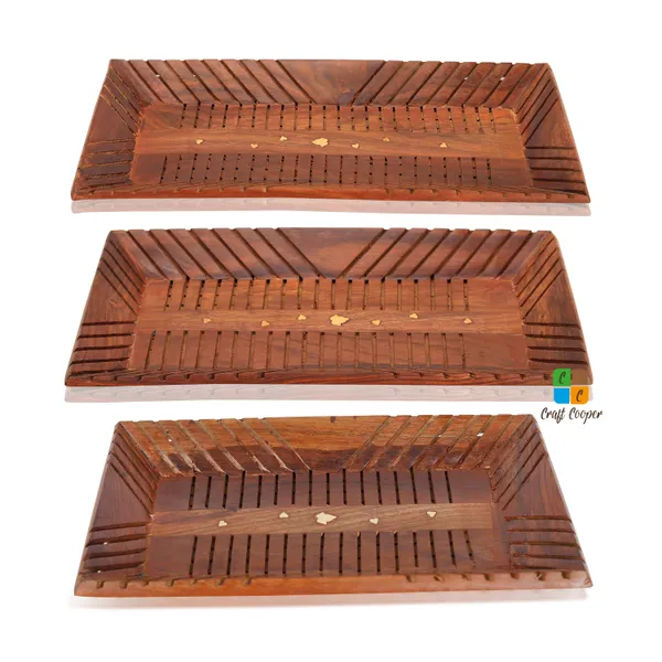 Craft_Cooper_Wooden_Serving_Tray_Set_of_3_(Large,_Medium_and_Small)_with_Brass_Work,_Serving_Platters_and_Trays_for_Party,_Food_and_Tea_Wooden_Decorative_Trays_for_Coffee_Table,_Brown