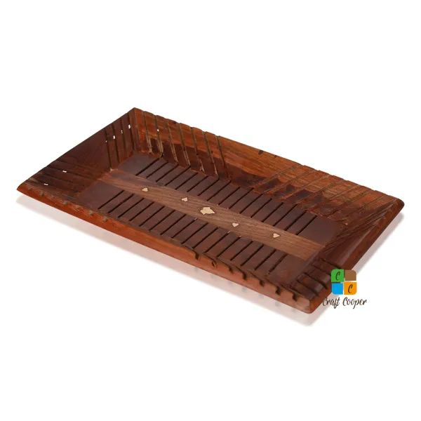 Craft_Cooper_Wooden_Serving_Tray_Set_of_3_(Large,_Medium_and_Small)_with_Brass_Work,_Serving_Platters_and_Trays_for_Party,_Food_and_Tea_Wooden_Decorative_Trays_for_Coffee_Table,_Brown