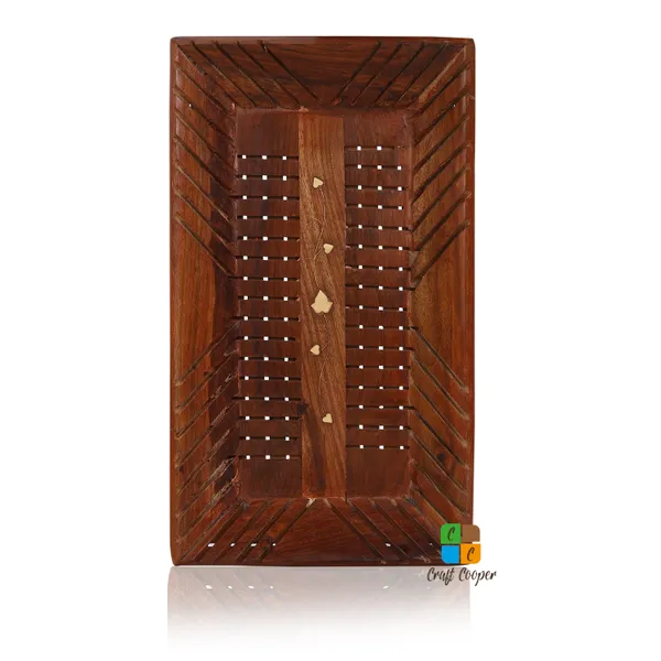 Craft_Cooper_Wooden_Serving_Tray_Set_of_3_(Large,_Medium_and_Small)_with_Brass_Work,_Serving_Platters_and_Trays_for_Party,_Food_and_Tea_Wooden_Decorative_Trays_for_Coffee_Table,_Brown