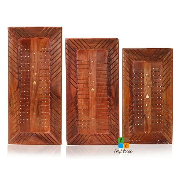 Craft_Cooper_Wooden_Serving_Tray_Set_of_3_(Large,_Medium_and_Small)_with_Brass_Work,_Serving_Platters_and_Trays_for_Party,_Food_and_Tea_Wooden_Decorative_Trays_for_Coffee_Table,_Brown
