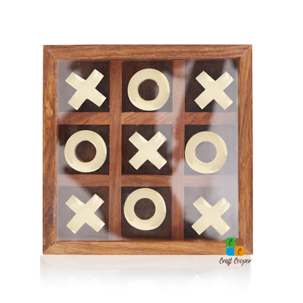 Craft_Cooper_Wooden_Tic_Tac_Toe_|_Knoughts_and_Crosses_Game_|_Handmade_2_Player_Board_|_Excellent_Wood_Crafting_with_Premium_Finish