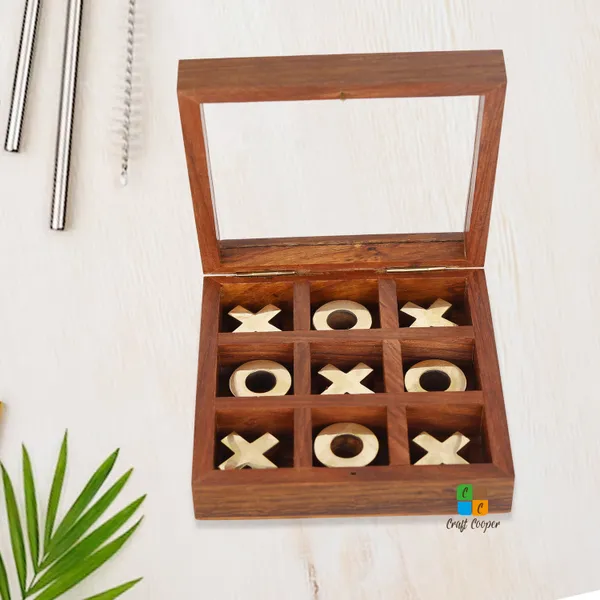 Craft_Cooper_Wooden_Tic_Tac_Toe_|_Knoughts_and_Crosses_Game_|_Handmade_2_Player_Board_|_Excellent_Wood_Crafting_with_Premium_Finish